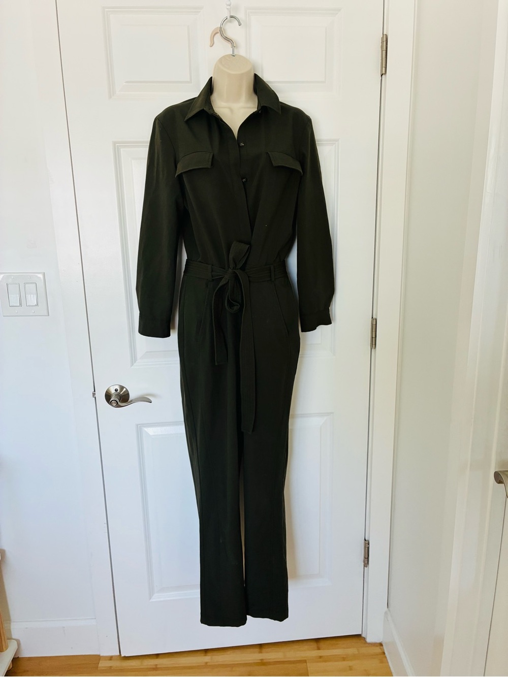 Banana Republic Dark Olive Utility Tie-Waist Jumpsuit